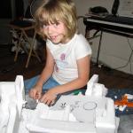 Sylvia, picture here using her Dad's sandpaper he got for his birthday. A semi-fine grit does an awesome job at shaping