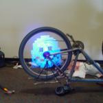 This POV led display works on the wheels of your bike.. very cool (http://www.ladyada.net/make/spokepov/)