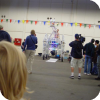 Sylvia (blond hair, left foreground) watches Robo Giraffe do it's thing at Maker Faire 2006